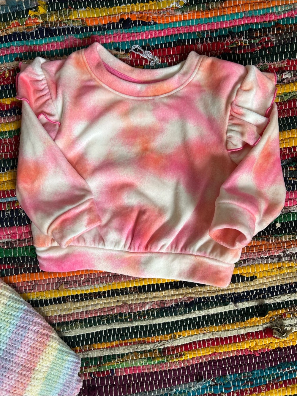 Cat & Jack Rainbow Chenille & Tie Dye Velour Sweater Set 12 MOS - Picture 3 of 8